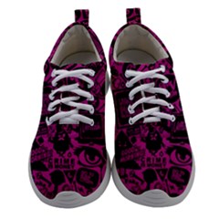 Pink And Black Logo Illustration Women Athletic Shoes by danenraven