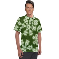Snowflakes And Star Patterns Green Frost Men s Polo Tee by artworkshop