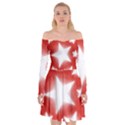 Snowflakes And Star Patterns Red Stars Off Shoulder Skater Dress View1