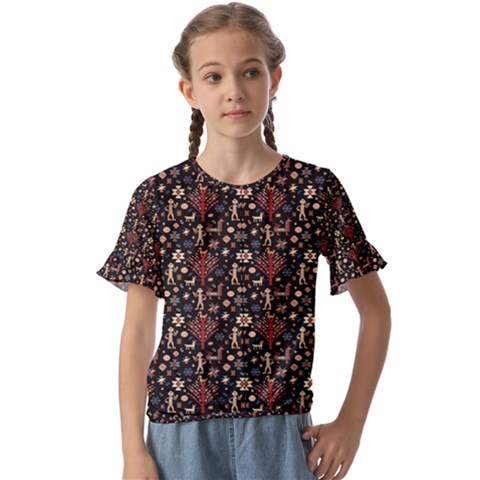 Carpet Symbols Kids  Cuff Sleeve Scrunch Bottom Tee by Gohar