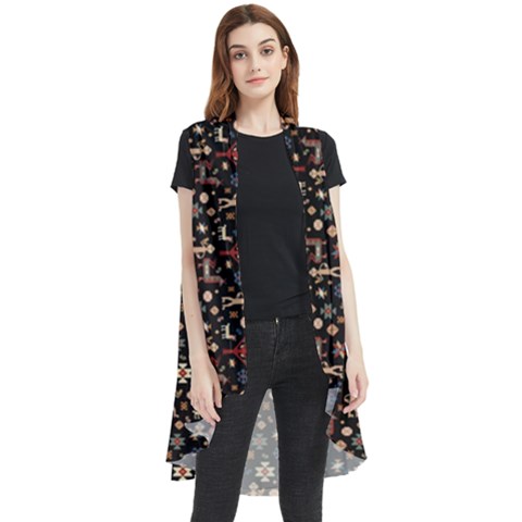 Carpet Symbols Sleeveless Chiffon Waistcoat Shirt by Gohar
