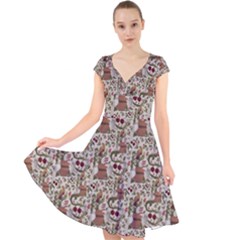Ornaments Cap Sleeve Front Wrap Midi Dress by Gohar