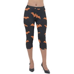 Bat Pattern Lightweight Velour Capri Leggings  by Valentinaart