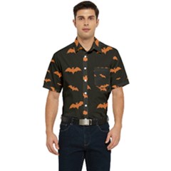 Bat Pattern Men s Short Sleeve Pocket Shirt  by Valentinaart