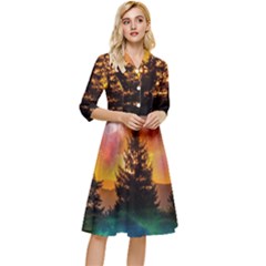 Tree Nature Landscape Fantasy Magical Cosmic Classy Knee Length Dress by danenraven