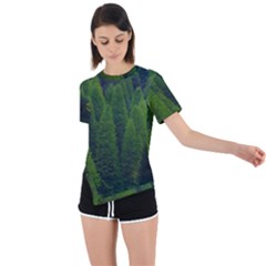 Forest Scenery Nature Trees Woods Asymmetrical Short Sleeve Sports Tee by danenraven