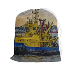 Tugboat Sailing At River, Montevideo, Uruguay Drawstring Pouch (2xl) by dflcprintsclothing