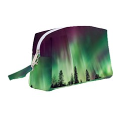 Aurora Borealis Northern Lights Forest Trees Woods Wristlet Pouch Bag (medium) by danenraven