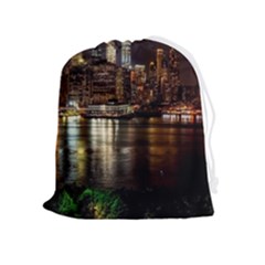 New York City Panorama Urban Hudson River Water Drawstring Pouch (xl) by danenraven