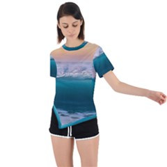 Beach Sea Waves Water Ocean Landscape Nature Asymmetrical Short Sleeve Sports Tee by danenraven