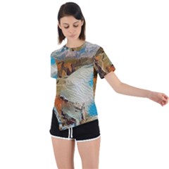 Abstract Mountains Landscape Tabloid Texture Asymmetrical Short Sleeve Sports Tee by danenraven