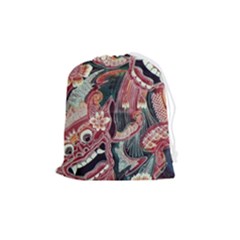 Indonesia Bali Batik Fabric Impression Patterns Drawstring Pouch (medium) by danenraven