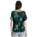 Leaves Pattern V-Neck Flutter Sleeve Top View2