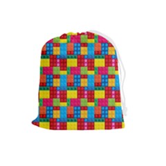 Lego Background Drawstring Pouch (large) by artworkshop