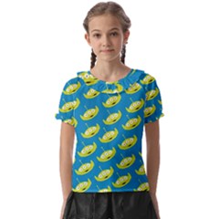 Pattern Aliens Kids  Frill Chiffon Blouse by artworkshop