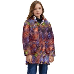 Fantasy Surreal Animals Psychedelic Pattern Kid s Hooded Longline Puffer Jacket by danenraven