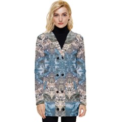 Turquoise Symmetry Button Up Hooded Coat  by kaleidomarblingart