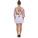Striped Tie Back Butterfly Sleeve Chiffon Top View2