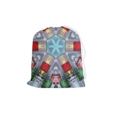 Geometric Symmetrical Symmetry Data Futuristic Drawstring Pouch (medium) by Ravend