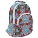 Geometric Symmetrical Symmetry Data Futuristic Rounded Multi Pocket Backpack View2