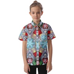Geometric Symmetrical Symmetry Data Futuristic Kids  Short Sleeve Shirt by Ravend