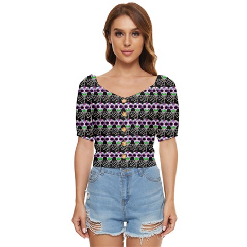 Skullspider Button Up Blouse by Sparkle