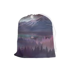 Mountains Nature Forest Moon Landscape Moonlight Drawstring Pouch (large) by Pakemis