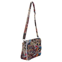 Background Embroidery Pattern Stitches Abstract Shoulder Bag With Back Zipper by Pakemis