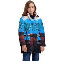 Surreal Fantasy Abstract Art Creativity Horizon Kid s Hooded Longline Puffer Jacket by Pakemis