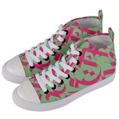 Pattern Ornament Gothic Style Elegant Font Tattoos Women s Mid-top Canvas Sneakers by Pakemis