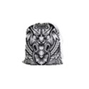 Tiger Illustration Vintage Border Frame Engraving With Retro Ornament Pattern Antique Rococo Style D Drawstring Pouch (Small) View1