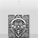 Tiger Illustration Vintage Border Frame Engraving With Retro Ornament Pattern Antique Rococo Style D Full Print Rope Handle Tote (Large) View1