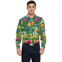 Pop Art Colorful Seamless Pattern Men s Long Sleeve Pocket Shirt  by Pakemis
