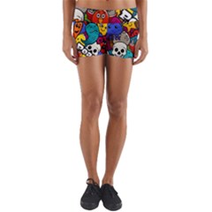Graffiti Characters Seamless Pattern Yoga Shorts by Pakemis