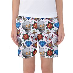 Full Color Flash Tattoo Patterns Women s Basketball Shorts by Pakemis