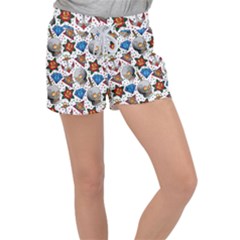 Full Color Flash Tattoo Patterns Velour Lounge Shorts by Pakemis