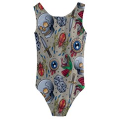 Tattoo Pattern Kids  Cut-out Back One Piece Swimsuit by Pakemis