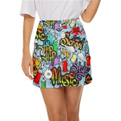 Graffiti Characters Seamless Patterns Mini Front Wrap Skirt by Pakemis