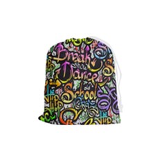 Graffiti Word Seamless Pattern Drawstring Pouch (medium) by Pakemis