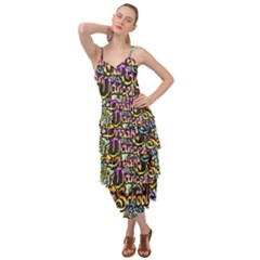 Graffiti Word Seamless Pattern Layered Bottom Dress by Pakemis