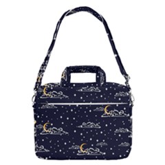 Hand Drawn Scratch Style Night Sky With Moon Cloud Space Among Stars Seamless Pattern Vector Design Macbook Pro 16  Shoulder Laptop Bag by Pakemis