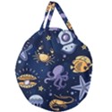 Marine Seamless Pattern Thin Line Memphis Style Giant Round Zipper Tote View1