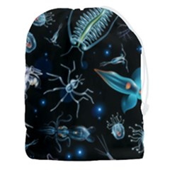 Colorful Abstract Pattern Consisting Glowing Lights Luminescent Images Marine Plankton Dark Backgrou Drawstring Pouch (3xl) by Pakemis