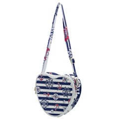 Seamless Marine Pattern Heart Shoulder Bag by Pakemis