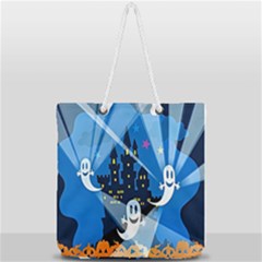 Halloween Ghosts Haunted House Full Print Rope Handle Tote (large) by artworkshop