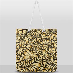 Damask-teardrop-gold-ornament-seamless-pattern Full Print Rope Handle Tote (large) by Pakemis