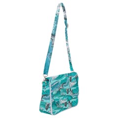 Sea-waves-seamless-pattern Shoulder Bag With Back Zipper by Pakemis