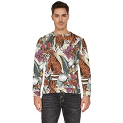 Natural-seamless-pattern-with-tiger-blooming-orchid Men s Fleece Sweatshirt by Pakemis