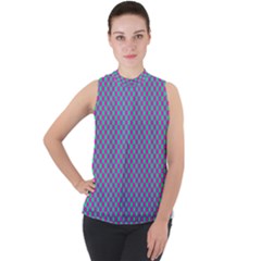 Pattern Mock Neck Chiffon Sleeveless Top by gasi