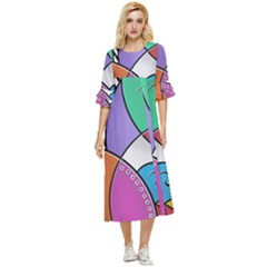 Modern Art Double Cuff Midi Dress by gasi